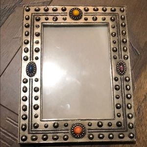Silver Southwest style frame with colored stones